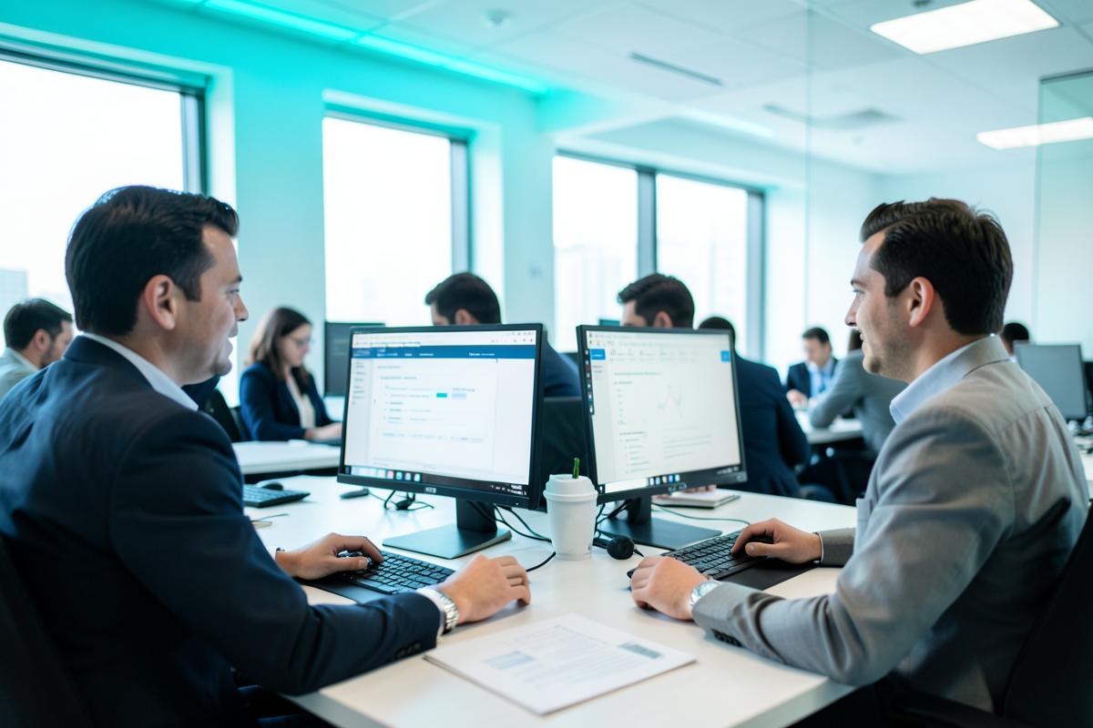 Equipo de ingeniería trabajando en sistemas empresariales